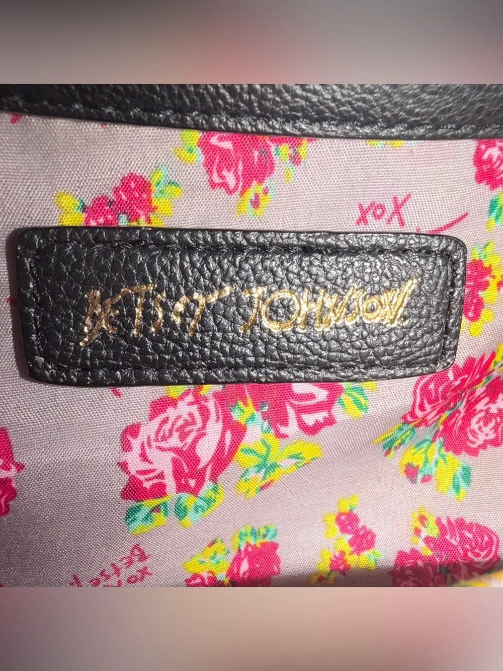 NWOT Betsey Johnson Black Floral Quilted Heart Crossbody Bag w/Studded Strap